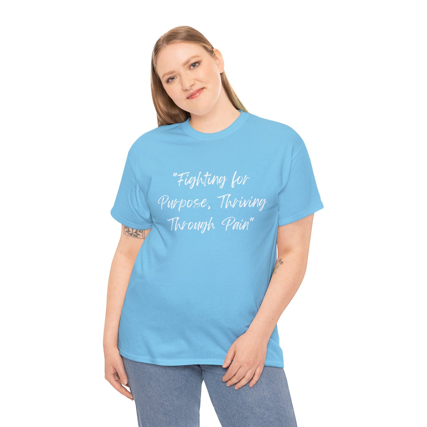 Fighting for Purpose Tee | Empowering Shirt | Inspirational Apparel for Overcoming Pain | Motivational T-Shirt Unisex Heavy Cotton Tee