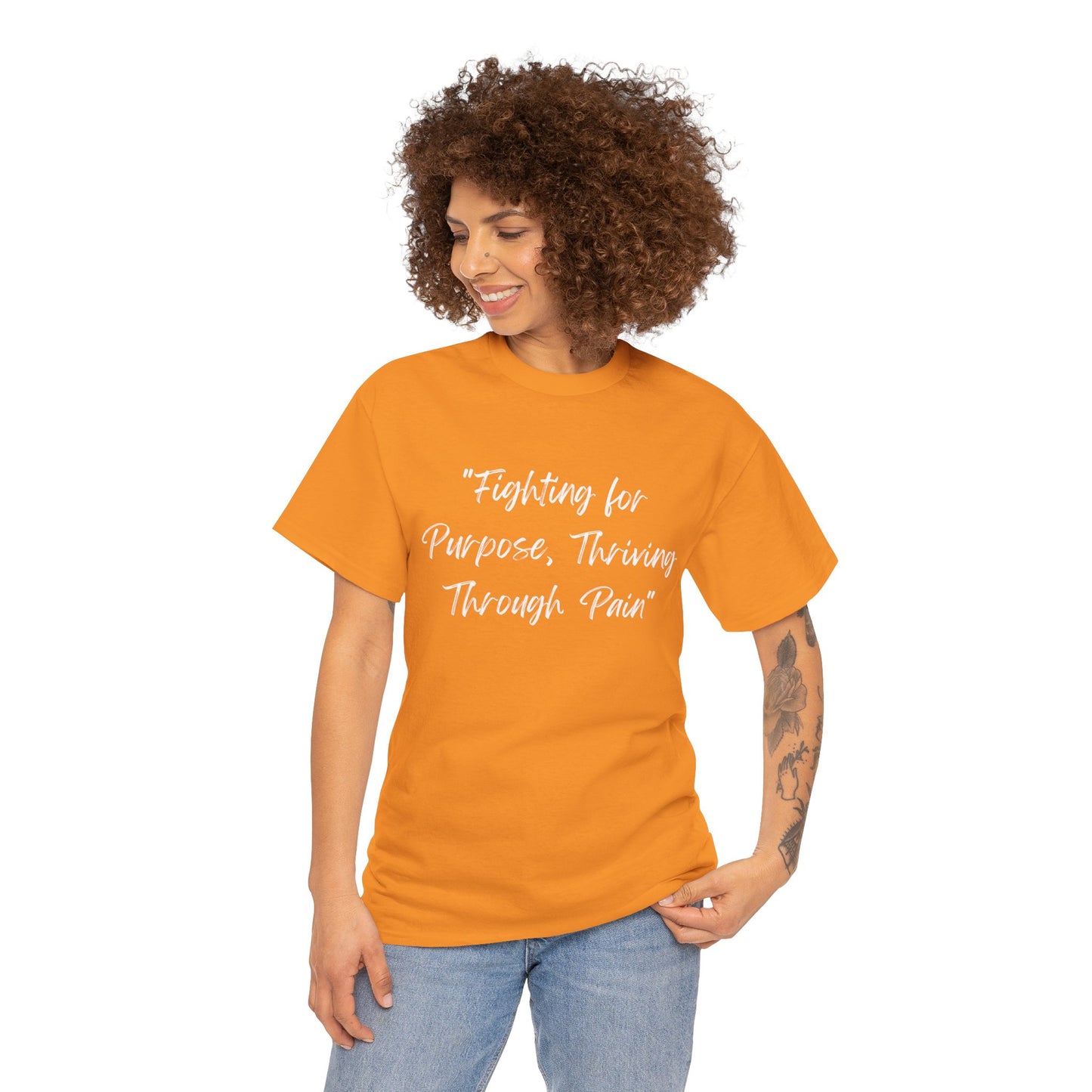 Fighting for Purpose Tee | Empowering Shirt | Inspirational Apparel for Overcoming Pain | Motivational T-Shirt Unisex Heavy Cotton Tee