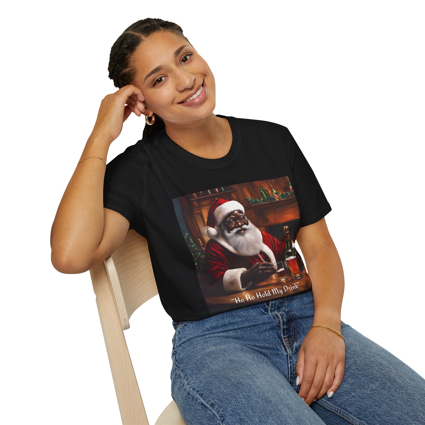 Black Santa Holiday Shirt Ho Ho Hold My Drink African American Santa Shirt Christmas Gift Christmas Season Tee Holiday Festive Shirt