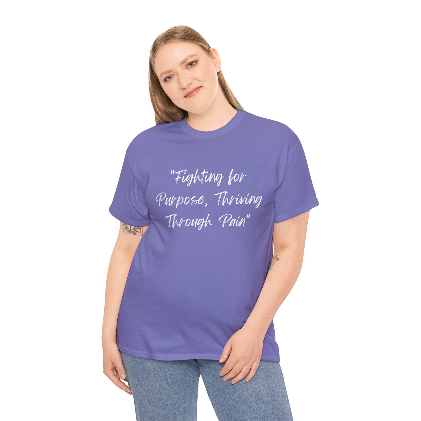 Fighting for Purpose Tee | Empowering Shirt | Inspirational Apparel for Overcoming Pain | Motivational T-Shirt Unisex Heavy Cotton Tee