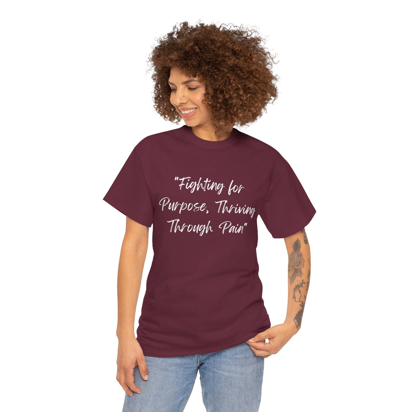 Fighting for Purpose Tee | Empowering Shirt | Inspirational Apparel for Overcoming Pain | Motivational T-Shirt Unisex Heavy Cotton Tee