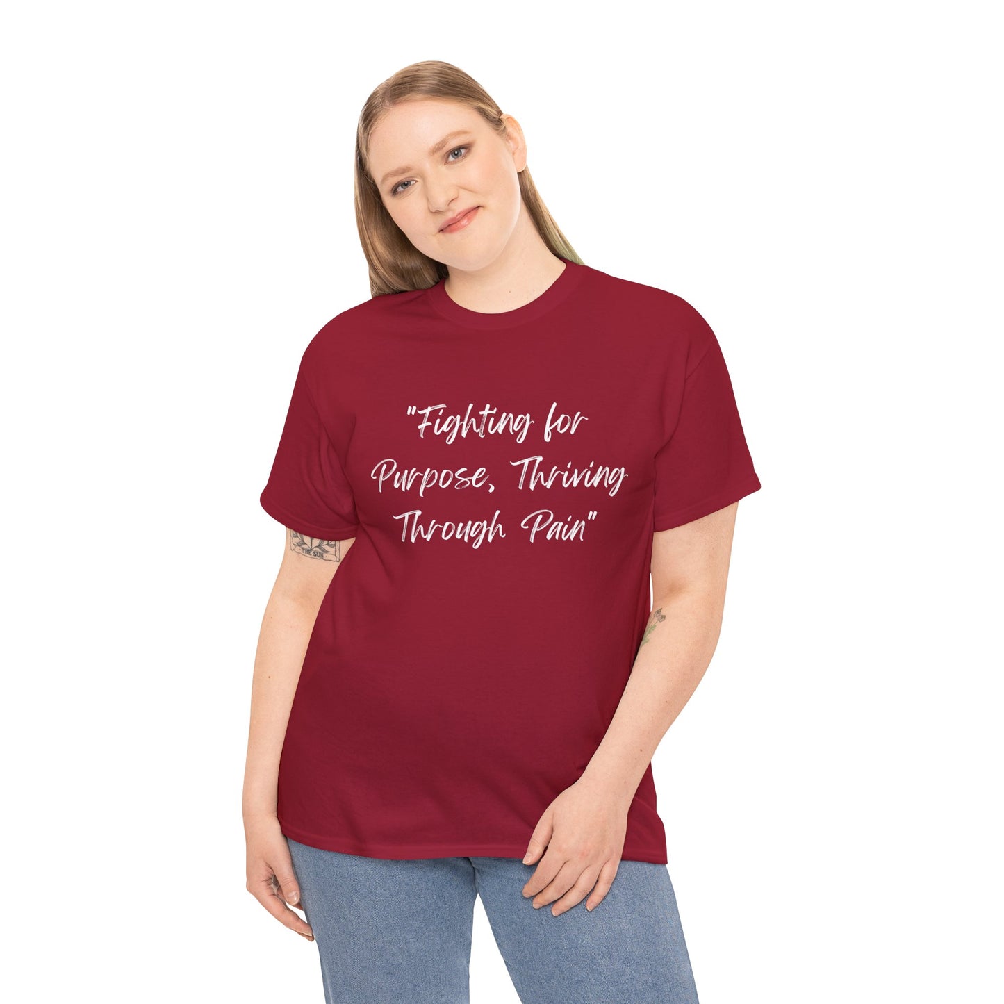 Fighting for Purpose Tee | Empowering Shirt | Inspirational Apparel for Overcoming Pain | Motivational T-Shirt Unisex Heavy Cotton Tee